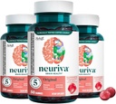 Neuriva Original Brain Health Support Strawberry Gummies (50 Count), Hersenondersteuning met Fosfatidylserine & cafeïnevrije, klinisch bewezen koffie Cherry (pakket van 3)