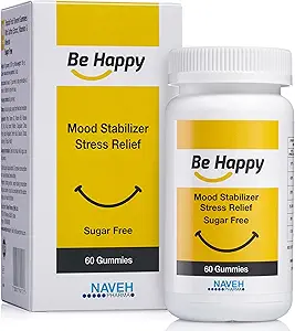 NAVEH OREMA Wees gelukkig Saffron supplementen voor volwassenen . . Stress-Relief, Focus Gummies met Saffraan Extract, Vitamine D, en Vitamine B12 . . Geweldig proeven, Sugar-Free Mood Ondersteuning Supplement, 60 Ct.