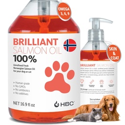 Zalmolie voor honden - gezonde huid en jas, alle natuurlijke Noorse visolie voedselsupplement voor huisdieren, Omega 3 EPA DHA, Ideaal voor vergieten, Allergie, jeuken, droge huid, gezamenlijke & bot gezondheid - 16,9 Oz