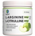 L-Arginine 5000mg + L-Citrulline 2000mg Complex Powder Supplement Drink Mix - Nitric Oxide Booster for Heart Health, Blood Flow & Energy - 30 Servings (Green Apple)