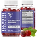 KSM-66 Ashwagandha Gummies w/Lemon Balm & Vitamine D (Max Strength 750mg per Gummy) - Herbal Vegan & Glutenvrij - Kalm Mood Ontspanning - Ondersteuning Stress - Gummies voor volwassenen Kinderen Vrouwen Mannen (60 Tel.)