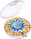 Daviky automatische pildispenser voor ouderen met alarm, 28 dagen elektronische Locked Pill Box, geluid en licht herinneringen voor medicatie, vitaminen en supplementen(Blauw)
