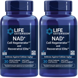 Levensverlenging NAD+ Cell Regenerator en Resveratrol Elite, NIAGEN nicotinamide riboside, Trans-resveratrol, quercetine, Fisetin, voor levensduur, energie en oxidatieve stress, 30 Vegetarische Capsule