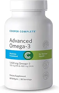 Cooper Complete - Advanced Omega 3 - Visolie Supplement, Geconcentreerde EPA + DHA Omega-3 Vetzuren 1400 mg - 30 dagen Levering