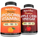 Nutrivein Premium Apple Cider Vinegar Capsules & Liposomale Vitamine C Supplement Bundel: Vitamin C Capsules met hoge absorptie en Apple Cider Vinegar Supplementen Bundle for Immune Defenses & Gut Health