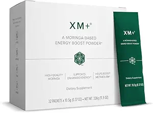 Isagenix XM+ - Natural Energy Support Drinkpoeder - Geïnfundeerd met groene thee - Gemaakt met Shade-Dried Moringa bladeren - Individuele serveren pakketten (32 porties)