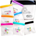 MUMI Pill Pouch Set, 7 Mini Zipper zakjes voor pillen, kleine pil zakken, Herbruikbare pil zakjes voor medicijnen reizen, Pocket pil Organizer, Purse Accessoires, Vitamine Organisator