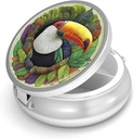 Pill Box-3 Compartiment kleine pil geval voor Purse & Pocket Mini metalen pil houder Travel Pill Container om supplementen vitamines BPA-vrij te houden (Toekan)