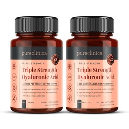 pureclinica Hyaluronzuur 300 mg x 360 tabletten (2 flessen van 180-12 maanden levering). Drievoudige sterkte Hyaluronzuur. 300% sterker dan elke andere HLA tablet.