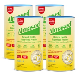 Almased Vanille Maaltijd Vervangingsshake - Low-Glycemic High Plant Base Protein Poeder- Nutritional Weight Support Supplement - Vanille Smaak - 17,6 oz (1.1 Pound (4 Pack))