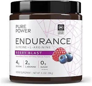Pure Power Endurance Powder, Berry Blast Flavor, 9.1 oz (258 g), 30 porties, 4 g Glycine, 2 g L-Arginine, 0 g Suiker, Non-GMO, NSF gecertificeerd voor Sport, Dr. Mercola