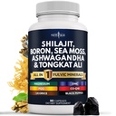 NIEUWE AGE Shilajit Supplement met Sea Moss, Ashwagandha, Tongkat Ali, Boron, Magnesium - Fulvic Acid Capsules for Men - 90 Tel.