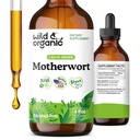 Wild & Organic Motherwort Tincture - Good Mood, Calmness, Algehele ondersteuning - Supplementen voor vrouwen met moederkruid - Veganistisch, Suiker & Alcoholvrije Extract Drops - 4 floz