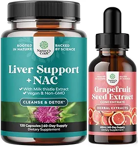 Bundel van Lever Ondersteuning Supplement met NAC - Herbal Lever Supplement met N Acetyl Cysteine Silymarin Melkdistel en GSE Grapefruit Zaad Extract Liquid voor spijsverterings-en gezondheid en Immune Ondersteuning