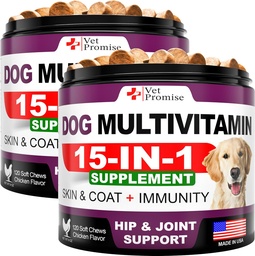 (2 Pack) Honden Multivitamine Kauwbaar met Glucosamine - Hondenvitaminen en -supplementen - Senior & Puppy Multivitamine voor Honden - Honden Gezamenlijke Ondersteuning Gezondheid - Immuniteit - Mobiliteit - Energie - 240 Kauwen