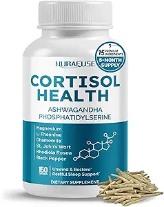 CORTISOL Health Ashwagandha 15-in-1 Supplement met Magnesium Fosfatidylserine L-Theanine kamille Rhodiola Rosea Licorice Holy Basil - Made in The USA