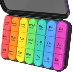Daviky Pill Organizer 3 keer per dag, Daily Pill Box 7 Dag, Weekly Cases Medicine Organizers om vitamines en medicatie vast te houden
