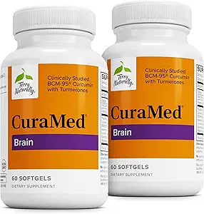 Terry Naturally CuraMed Brain - Dieetsupplement ter ondersteuning van helderheid en focus - Brain Health Supplement met Curcumin & Turmeric Essential Oil to Aid Concentratie - 60 Softgels (2 Pack)