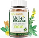 NEVISS Mullein Gummies for Longs, Organic Mullein Leaf Extract 1000mg for Respiratory System with Quercetin & Bromelain, D3 for Dispspatitive Support, Immune Booster, Sugar Free, Vegan, 60 Count