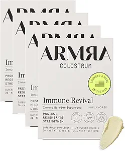 ARMRA Colostrum™ Premium Powder, Grass Fed, Gut Health Bloating Immunity Skin & Hair, Contains 400+ Bioactive Nutrients, Keto, Gluten & Fat Free (Unflavored Bundle | 120 Servings)