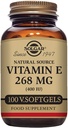 Solgar Vitamin E 268 mg (400 IU), 100 Vegetarian Softgels - Natural Antioxidant, Skin & Immune System Support - Naturally-Sourced Vitamin E - Non-GMO, Vegan, Gluten Free, Dairy Free - 100 Servings