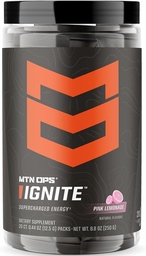MTN OPS Ignite Trail Packs Energy Drink Powder, Glutenvrij Nootropic Supplement Drink Mix, L Arginine, L Citrulline, Cafeïne & Nootropic Sugar Free Drink Mix, 20 Servings, Roze Limonade