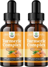 Biologische Kurkuma vloeibare druppels voor volwassenen - Liquid Turmeric Curcumin met zwarte peper kaneel en gember voor gewrichten Digestie Immuniteit & Meer-Organisch Supplement Concentraat (2oz) (2)