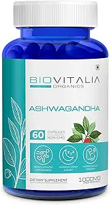 Natuurlijke Ashwagandha Capsules 1000mg Herbal Slaaphulp Supplement voor mannen en vrouwen Volwassenen, Helpt Stress Support Energie & Mood, Bevorder Mind Restfulness - 60 Vegan Capsule