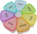 7 Day Weekly Pill Round Organizer, ShysTech Large Pill Case Pill Box 1 Time A Day for Pills/Medication/Supplements/Vitamin (Multi-Color)