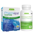 Igennus Pharmepa Restore + Ashwagandha+ L-Theanine & Magnesium Bundle, 1000mg Pure EPA Omega-3 Fish Oil + 600mg KSM-66 Ashwagandha Adaptogen Complex with Zink & B Vitamins, Mood & Stress Support