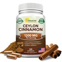 Natuurlijke Ceylon Cinnamon 1200mg - 120 Capsules, echte kaneel uit Sri Lanka, Extract Supplement Pillen bevordert de gezondheid van het hart