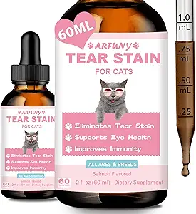 Tear Stain Supplement voor Cat - Voorkomen en elimineren Katten Tear Stains - Eye Health, Immune System Support - met Cranberry, Marshmallow, Vitamines - Zalm smaak, 60ML