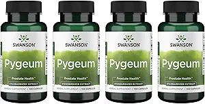 Swanson Pygeum - Herbal Supplement Promoting Man Prostate Health, Bladder, en urine Tract Health Support - Heren Health Supplement - (100 Capsules, 125mg Elke) 4 Pack