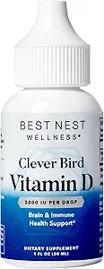 Best Nest Wellness Vitamine D D Drops- Liquid Vitamin D3 Supplement, Vitamine D3 Liquid Drops for Adults & Kids, Non-GMO VIT Drops, Vitamine D Liquid Drops, 2000 IE per Serving (One Drop) 1oz