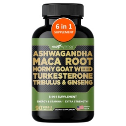 Gade Nutrition Ashwagandha met Maca Root, Horny Goat Weed, Turkesterone Supplement, Tribulus Terrestris, Panax Ginseng 