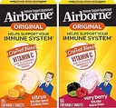 Airborne 1000mg Vitamine C Kauwtabletten Citrus & Very Berry Flavor Bundle - Immune Support Supplement met zink en krachtige antioxidant vitamines A & E, (2x96ct flessen)