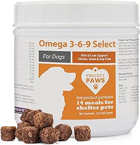 Project Paws Omega 3-6-9 Selecteer visolie voor honden - Krill Oil Skin and Coat Supplement - 120 Tellen