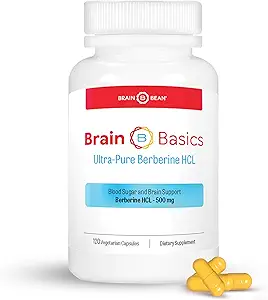 Brain Bean Ultra - Pure Berberine HCL Supplement 500mg for Brain Health - Non-GMO, Glutenvrije 120 Vegan Capsules of Berberine Supplement (Made in USA)