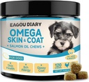 EagouDiary Salmon Oil Kauwen voor honden,Omega 3 Skin & Coat Supplement voor honden met EPA & DHA vetzuren,Angelica, Methionine,Vitamins,Minerals for Itchy Skin & Allergie Relief (120Ct)