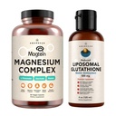 AMANDEAN Premium Liposomale Glutathion & Magnesium Complex Bundle. Antioxidant. Vloeibare Setria. Hoge absorptie Magnesium Threonate, Glycinate & Malate. Hersen- en levergezondheid. Geheugen, focus & slapen