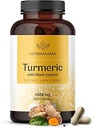 HERBAMAMA Curcumine Kurkuma Capsules - 1500mg Curcuma Longa and Black Pepper Extract for Uric Acid & Dispatitive Support - Vegan, Non-GMO Kurkuma Antioxidant Supplement, 250 Caps