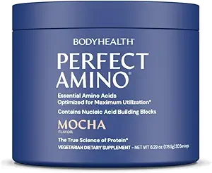 BodyHealth PerfectAmino Powder - BCAA en EAA Powder for Pre and Post Workout - Amino Acid Energy Drink for Men and Women to Support Lean Muscle and Recovery - Mocha - 30 Servings