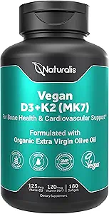 Naturalis Vegan Vitamin D3 + K2 met extra Virgin olijfolie 