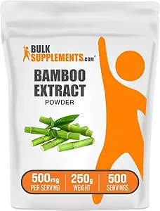 BulkSupplements.com Bamboe Extract Poeder - Silica Supplementen, Bamboe Poeder - Kruidensupplement, Glutenvrij, 500mg per portie, 250g (8.8 oz) (verpakking van 1)
