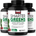 FORCE FACTOR Smarter Greens Tablets, 3-Pack, Greens Supplement with 25+ Superfoods and Antioxidants to Improve Digestion, Reduce Stress, Strengthen Immunity, and Support Metabolism, 270 Tablets