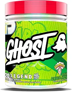 GHOST Legend All Out Pre-Workout Powder, Warheads Sour Green Apple - 20 Servings - Pre-Workout Supplement for Men & Women - Energy & Pumps - Cafeïne, L-Citrulline, & Beta Alanine Blend - Sugar Free