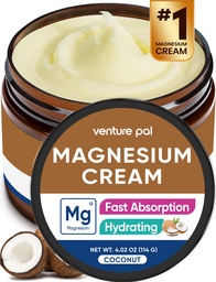 Venture Pal Magnesium Lotion, Topical Magnesium Cream voor Slaap, Been Krampen en Pijn, Spierontspanning, Kalm, Moisturizing Supplement met Kokosolie, Shea Butter en Hyaluronzuur, Veilig voor kinderen