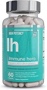 Essentiële elementen Immuun Ondersteuning Supplement - met vitamine C, Zink, L-Cysteine, Chroom en Meer .. Multi-System Immuun Booster Immuun Hero 60 Veggie Capsules