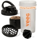 Veeg Shaker Flessen voor Proteïne Mixen, Proteïne Shake Fles met mengbal, zeef, opbergvak. 24 oz gym shaker fles, Flip Top Lid, Carry Handle. BPA-vrij, Leak-proof, Vaatwasser Safe.