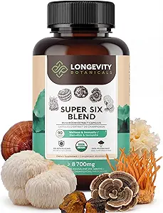 Biologische Super Six Paddestoel Blend Capsules Supplement (90) 